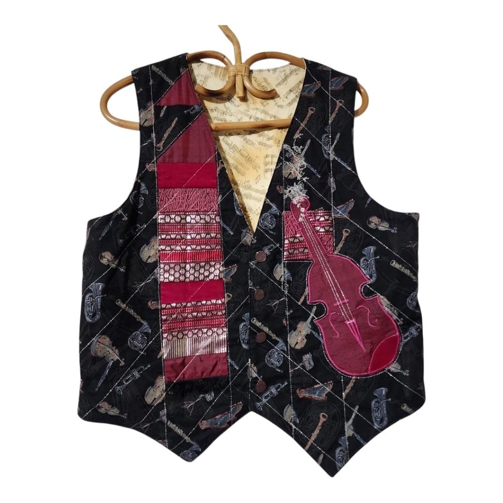 Vintage handmade patchwork music note reversible … - image 2